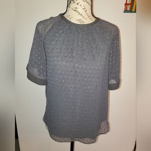 NWT Ann Taylor Petite Grey Flowy Blouse Size XS